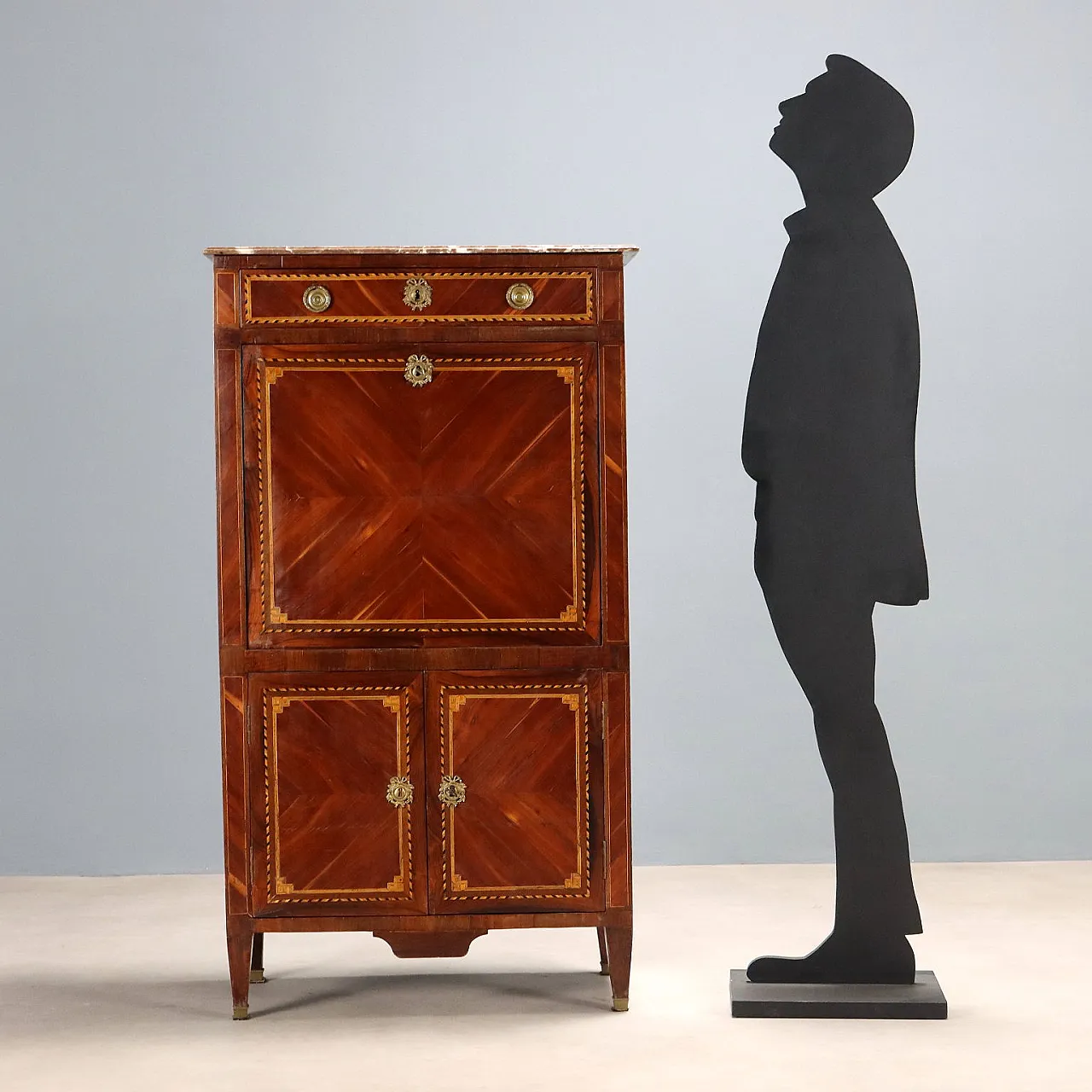 Wood and marble secretary desk, late 19th century 2