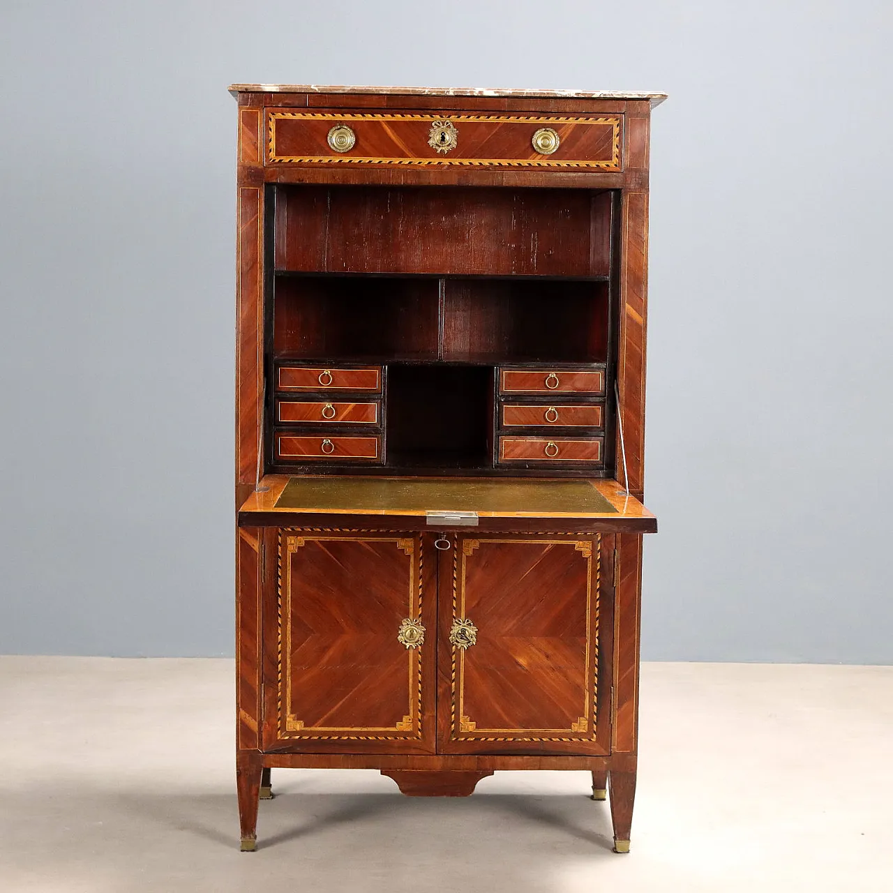 Wood and marble secretary desk, late 19th century 5
