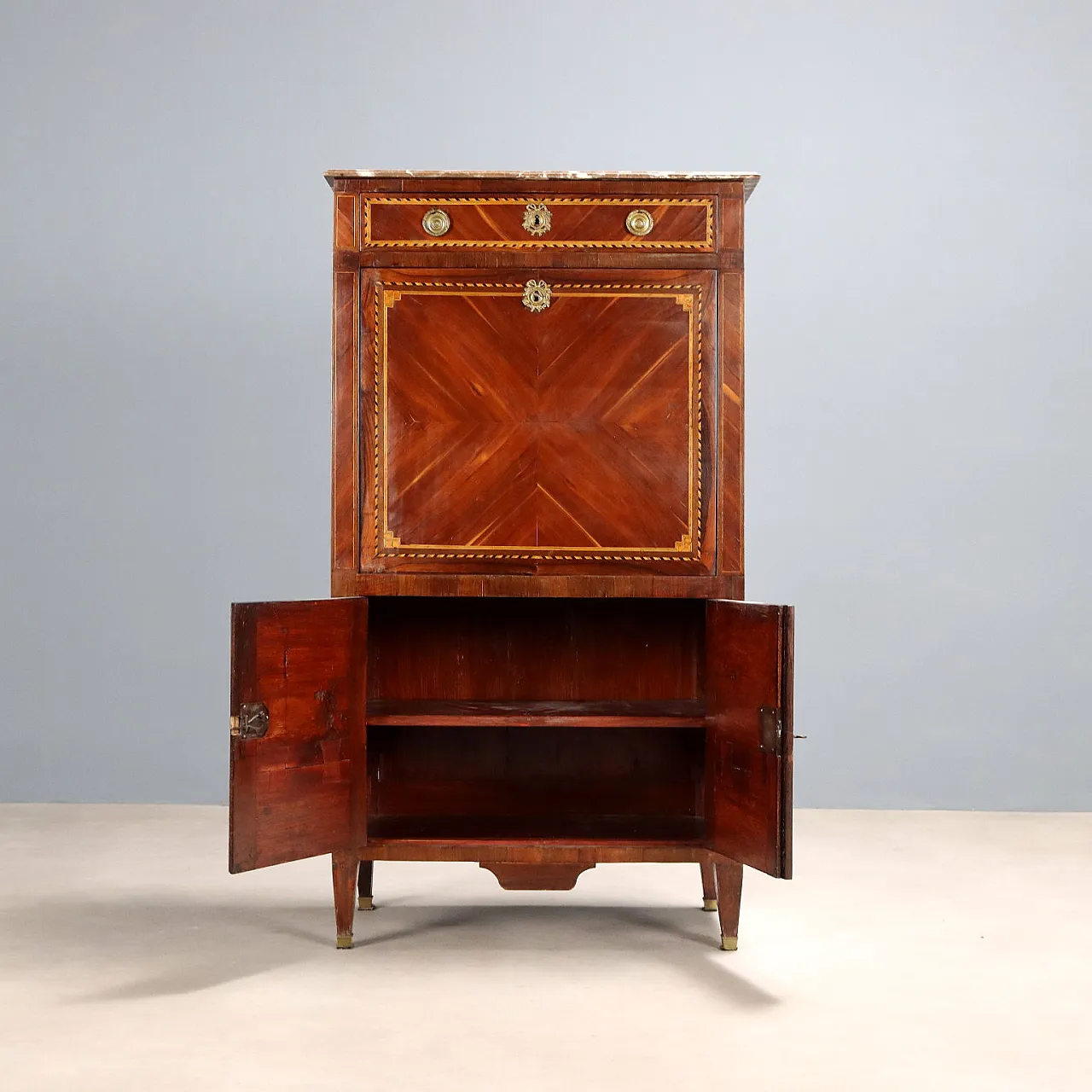 Wood and marble secretary desk, late 19th century 9