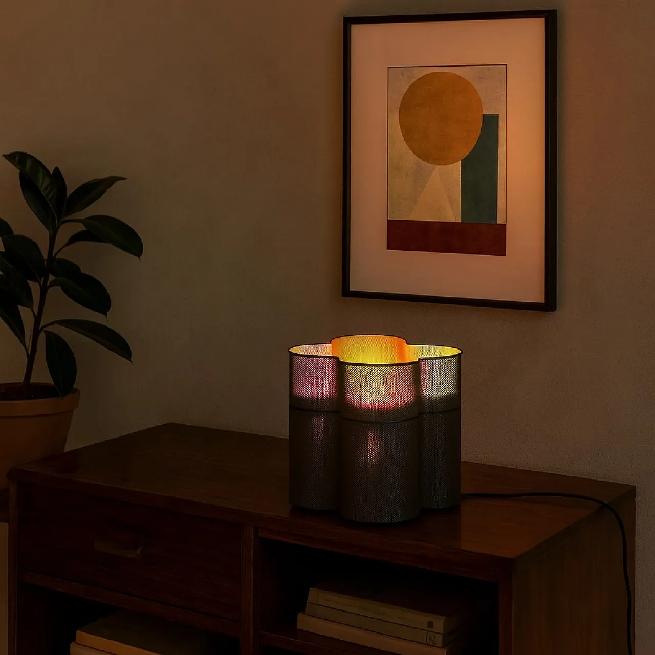 Lampada in acciaio traforato smaltato, '900 2