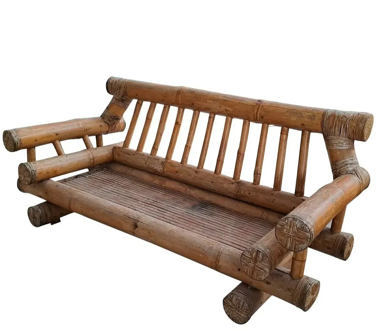 Set di divani in bambù naturale, anni ’70 1