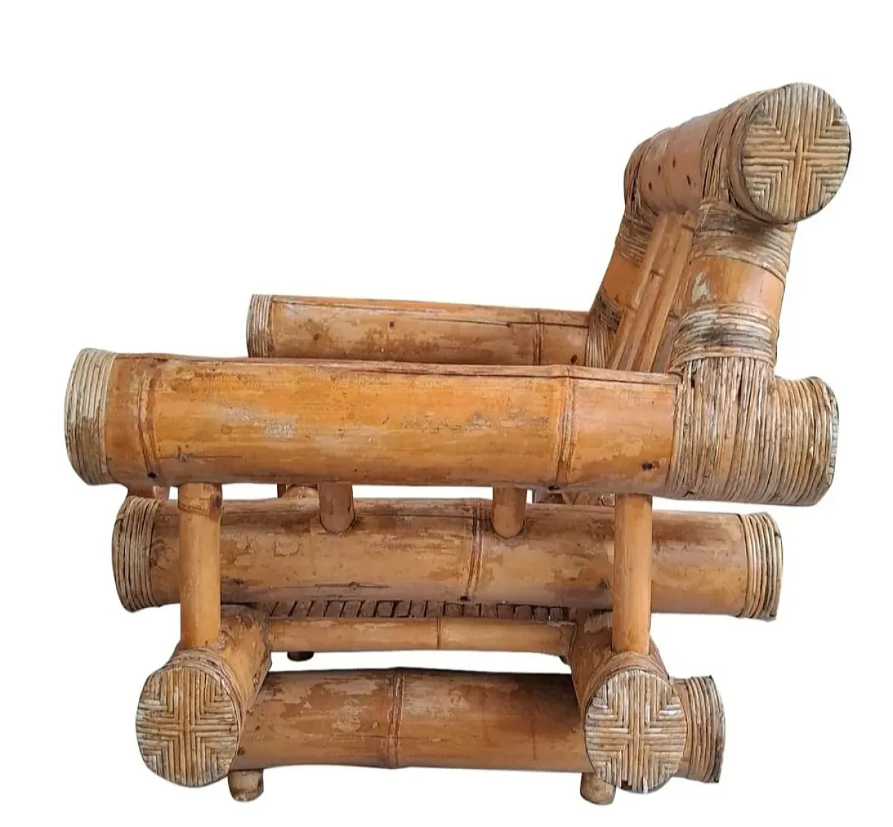 Set di divani in bambù naturale, anni ’70 3