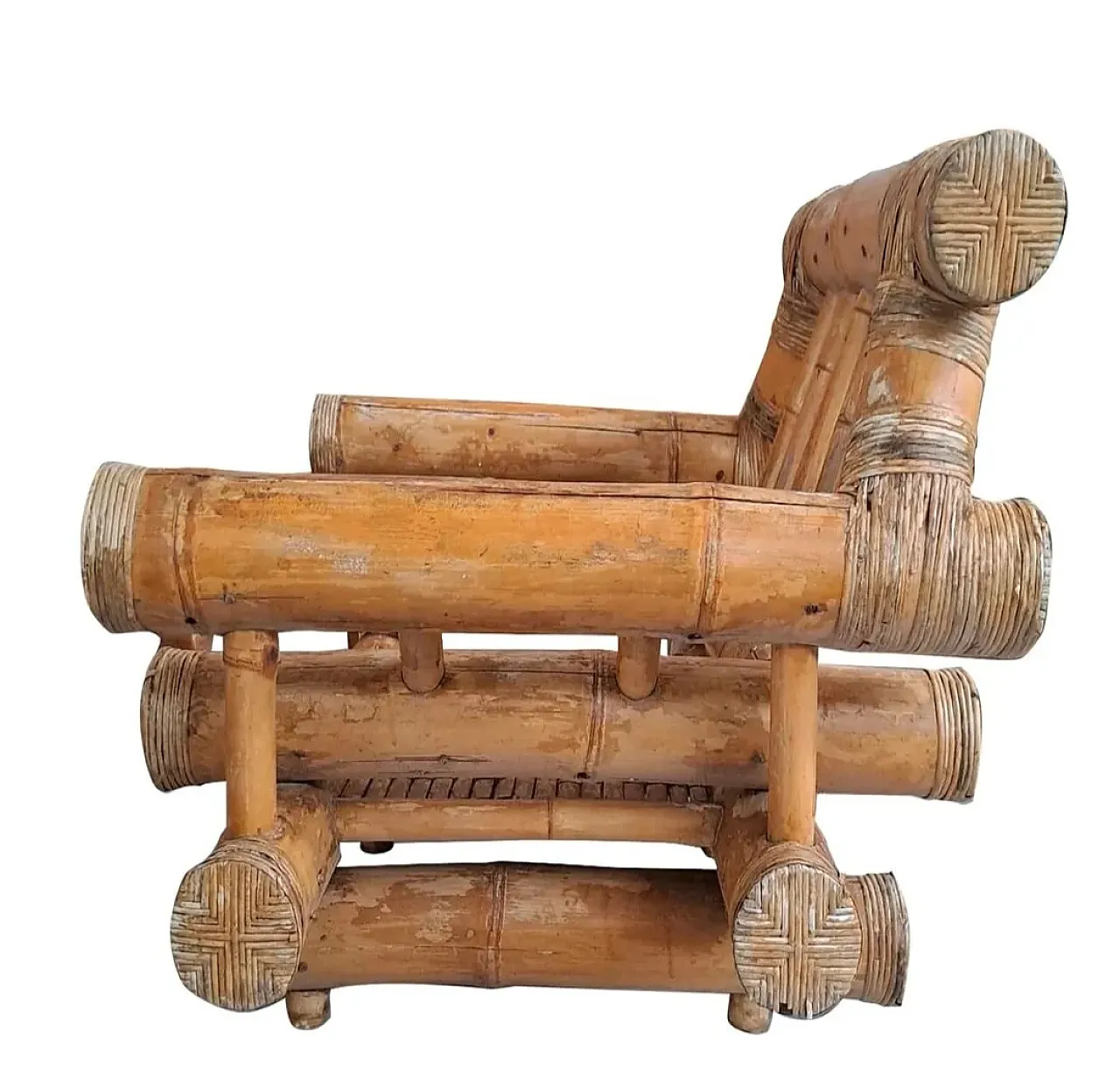 Set di divani in bambù naturale, anni ’70 10