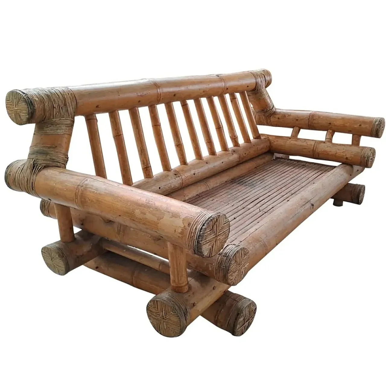 Set di divani in bambù naturale, anni ’70 12