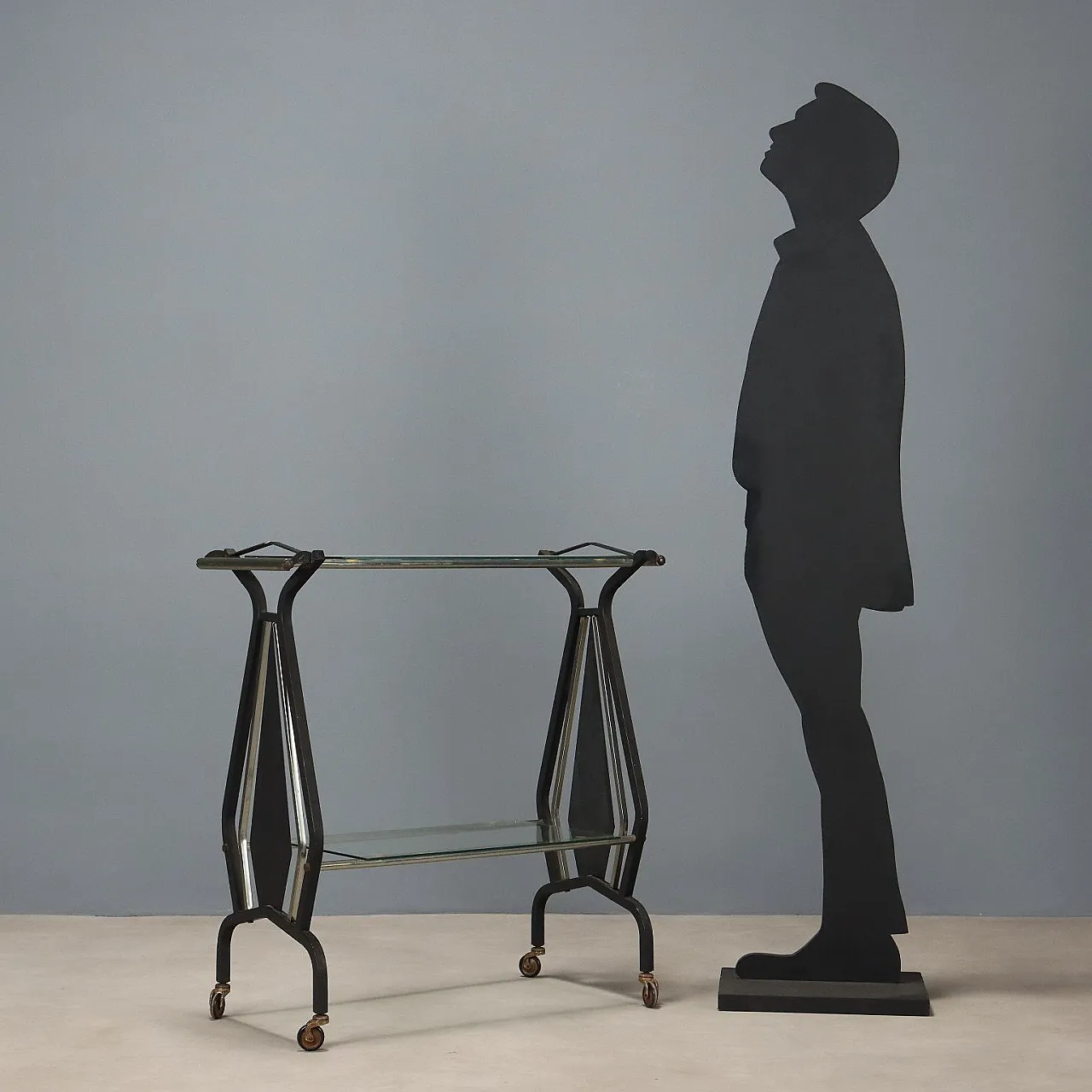 Trolley, enameled metal, glass, 20th century 2