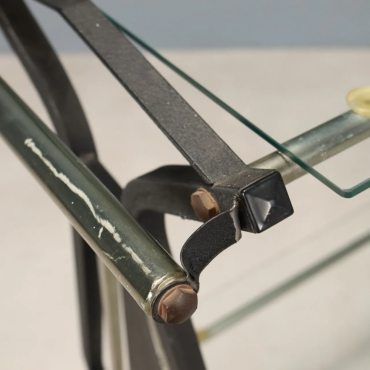 Trolley, enameled metal, glass, 20th century 4