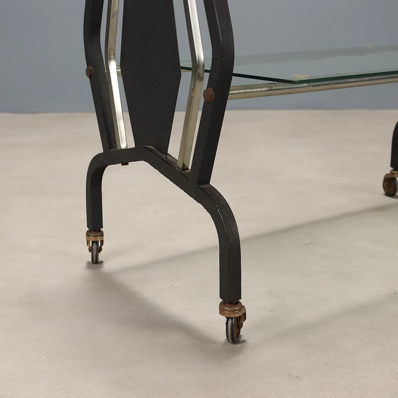 Trolley, enameled metal, glass, 20th century 5