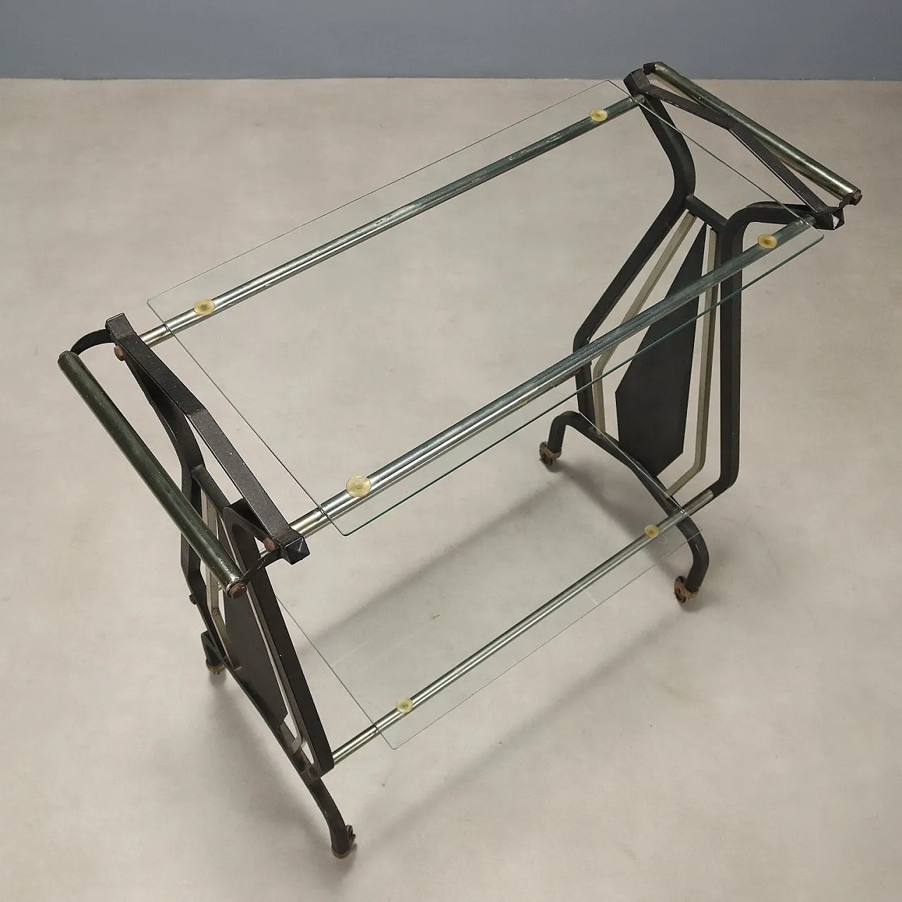 Trolley, enameled metal, glass, 20th century 6