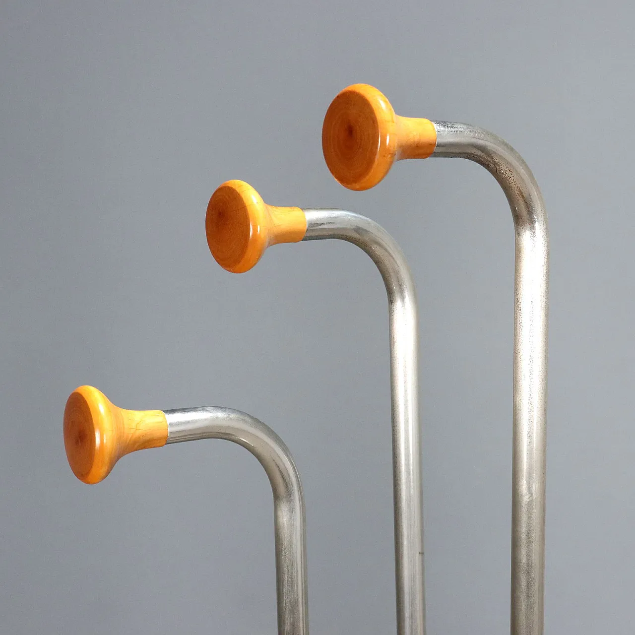 Coat rack with umbrella stand, walnut veneer and metal, 20th century 3