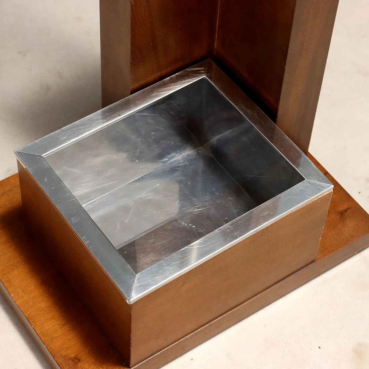 Coat rack with umbrella stand, walnut veneer and metal, 20th century 5