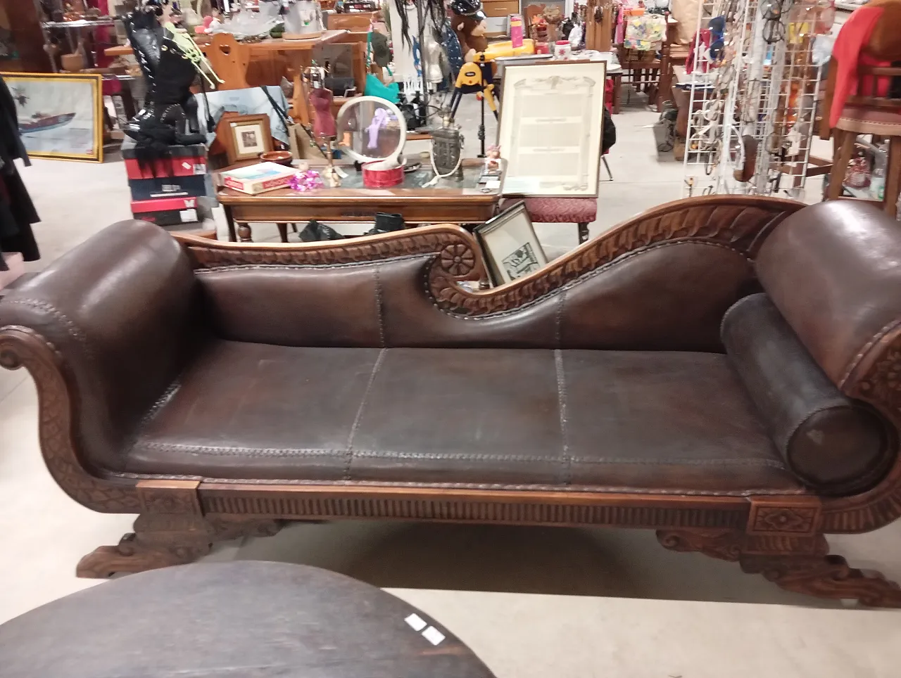Teak and leather sofa, 90s 2