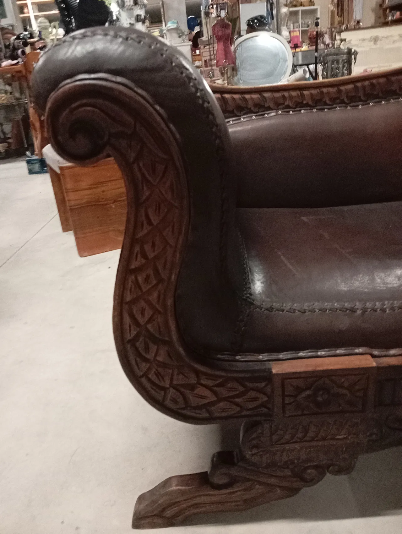 Teak and leather sofa, 90s 8