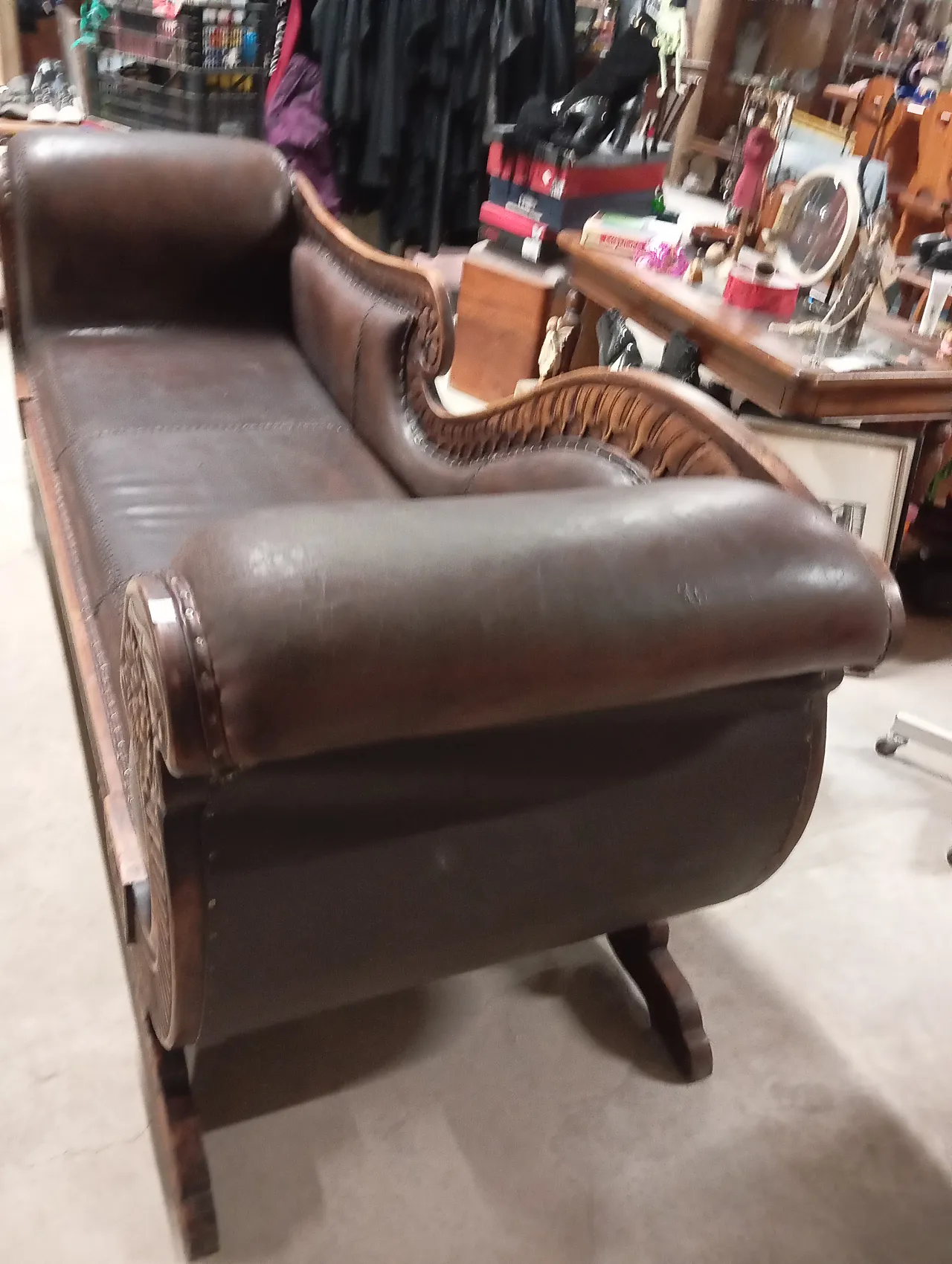 Teak and leather sofa, 90s 10