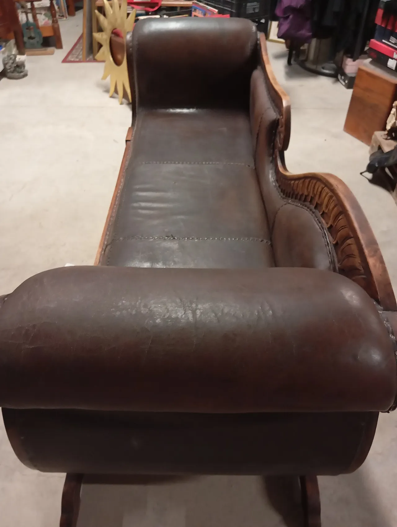 Teak and leather sofa, 90s 11