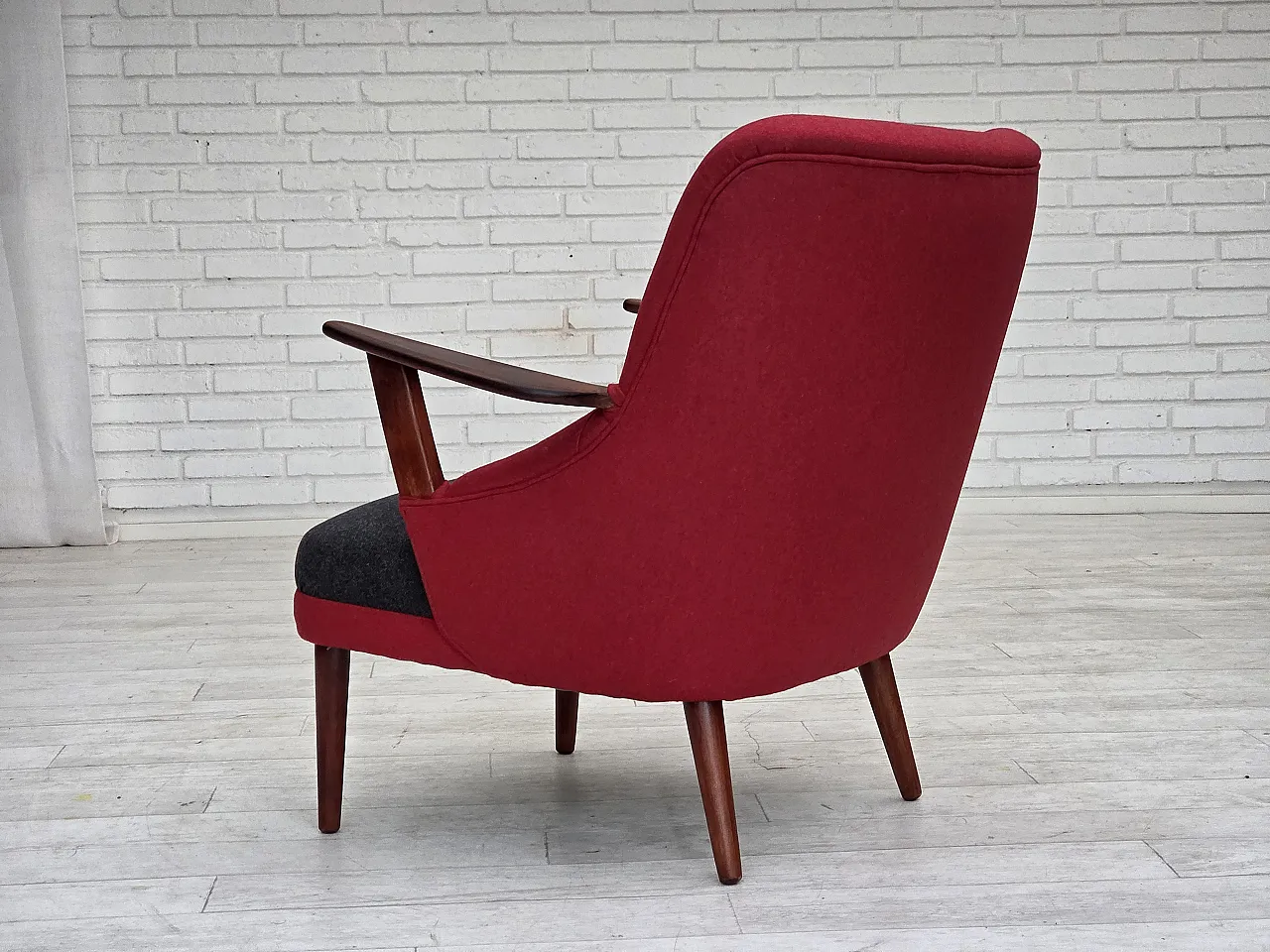 Danish reupholstered wool, 1960s 6