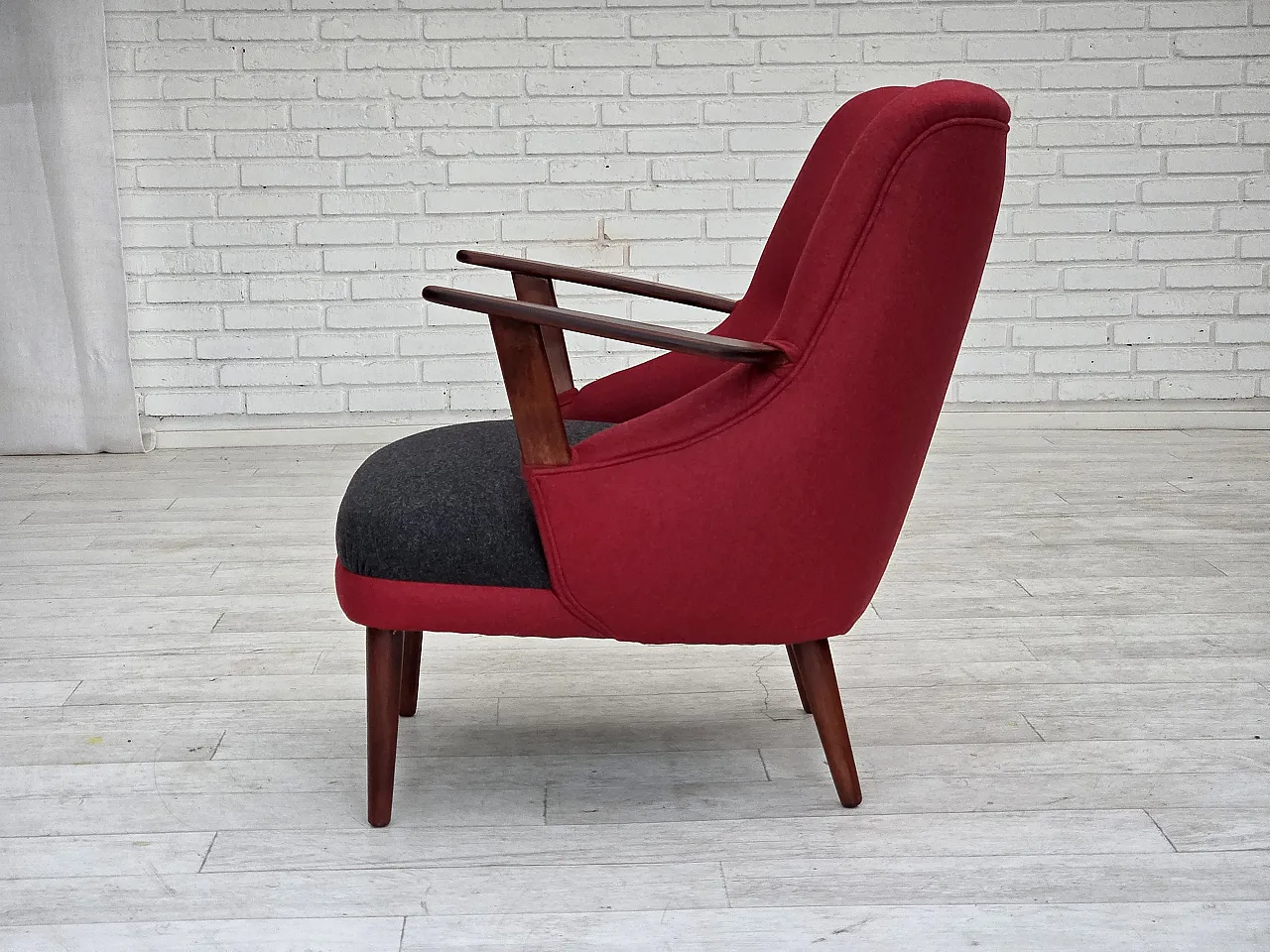 Danish reupholstered wool, 1960s 7