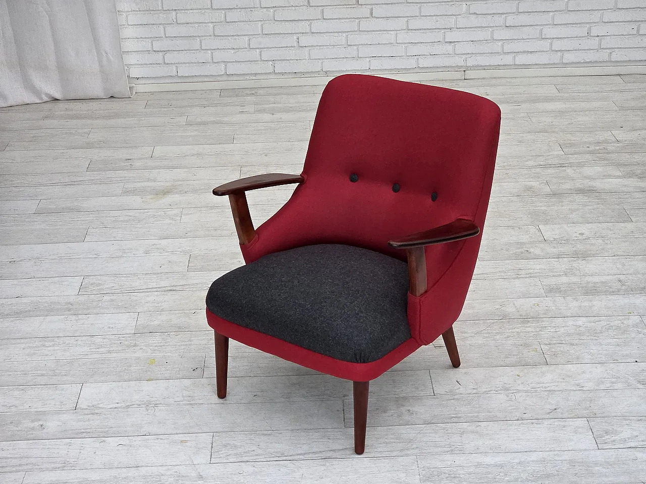 Danish reupholstered wool, 1960s 8