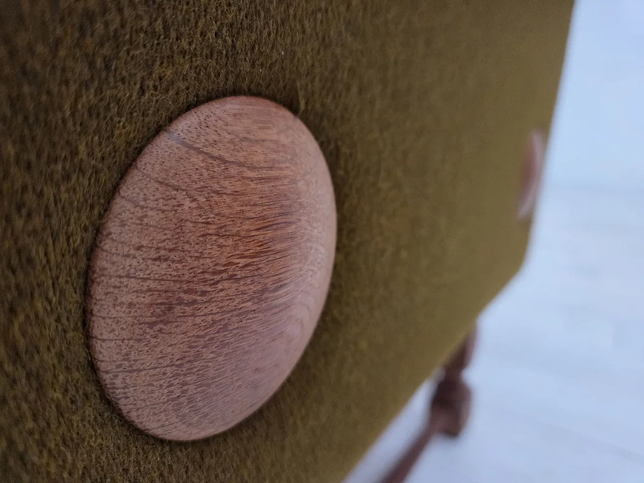 Divano danese a 3 posti in lana, legno di rovere massiccio, anni '70 7