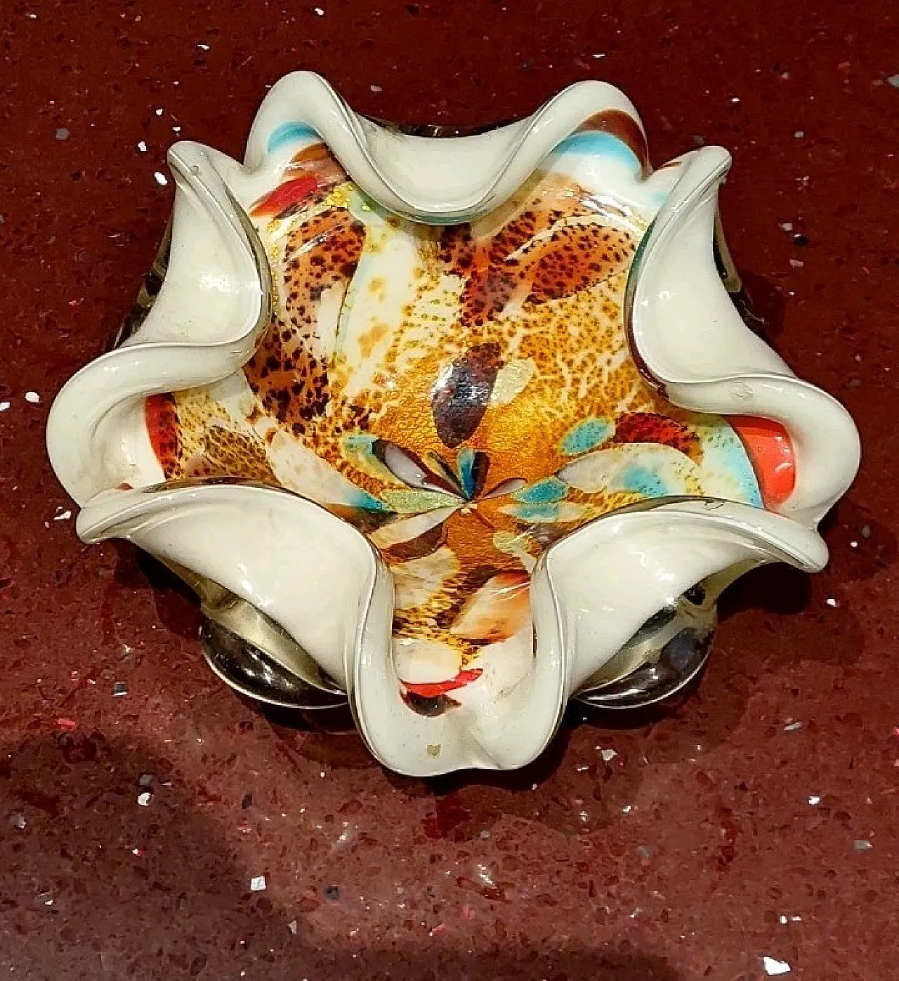 All Fruits Murano Glass Bowl by Dino Martens with Gold Flakes, 1960s 1