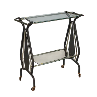 Trolley, enameled metal, glass, 20th century