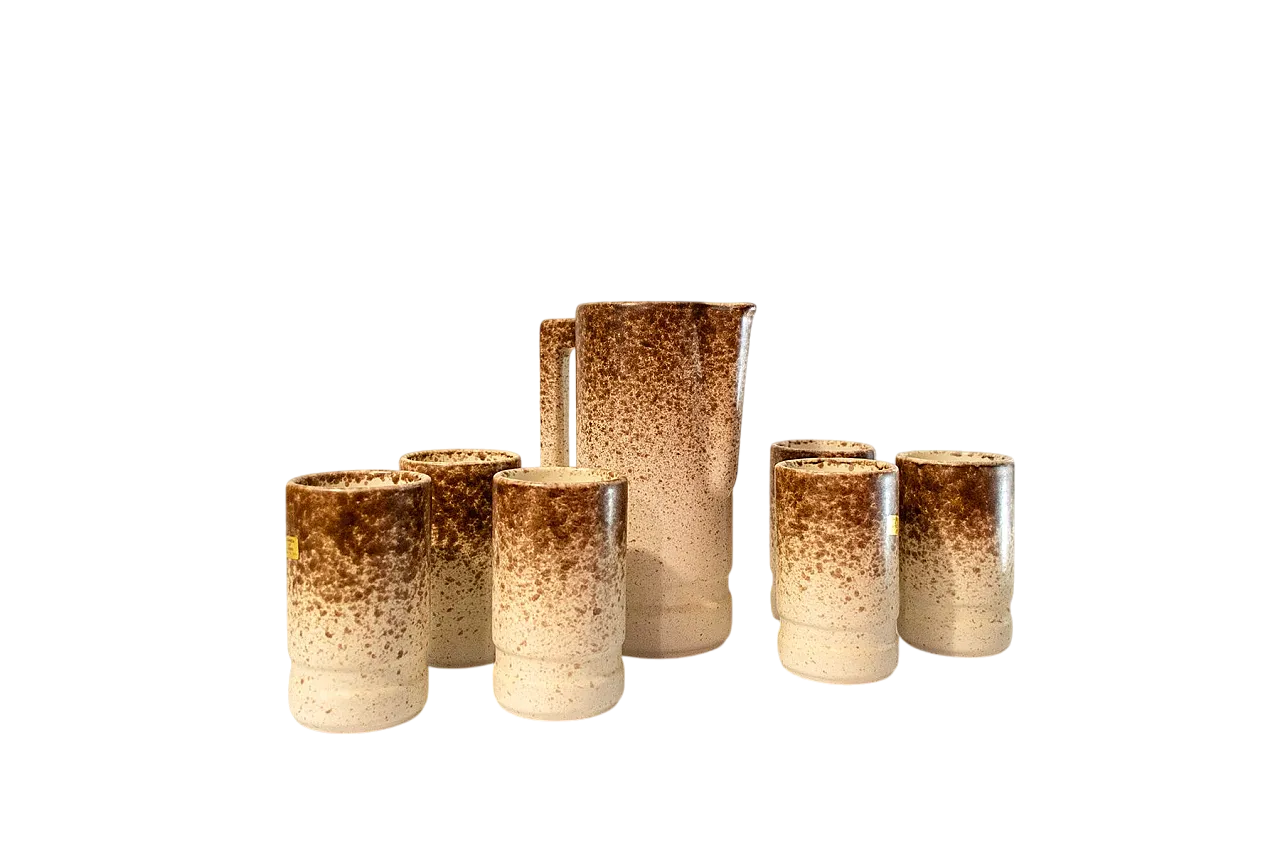 Caraffa con 6 bicchieri di Albino Reggiori, anni '70 6