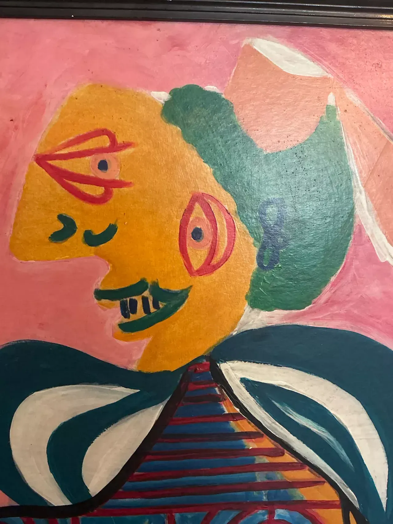 Dipinto astratto in stile cubista, olio su tela con cornice, '900 2