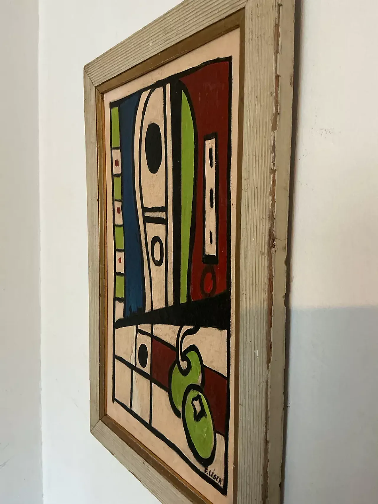 Pittura astratta modernista, olio su tela con cornice in legno, '900 4