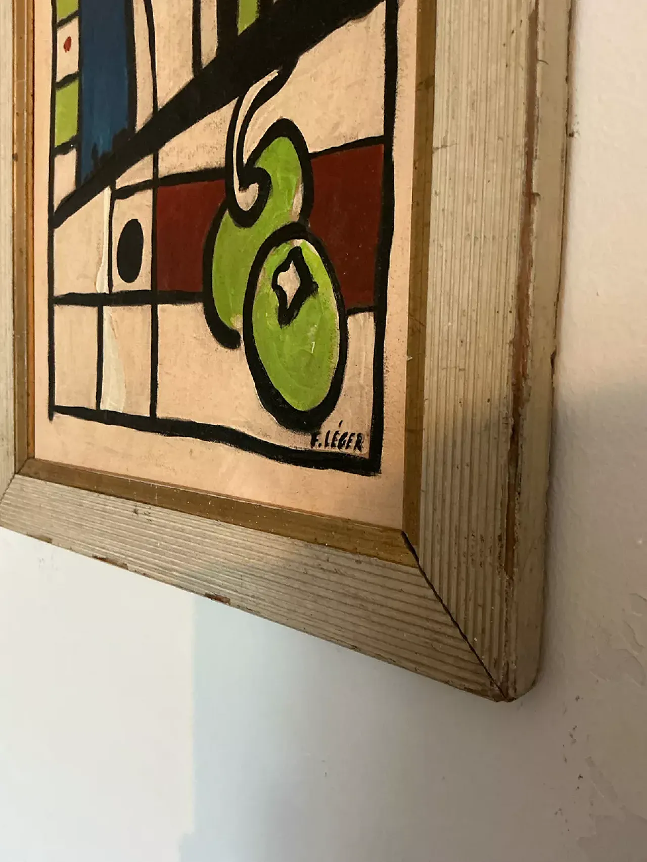 Pittura astratta modernista, olio su tela con cornice in legno, '900 5