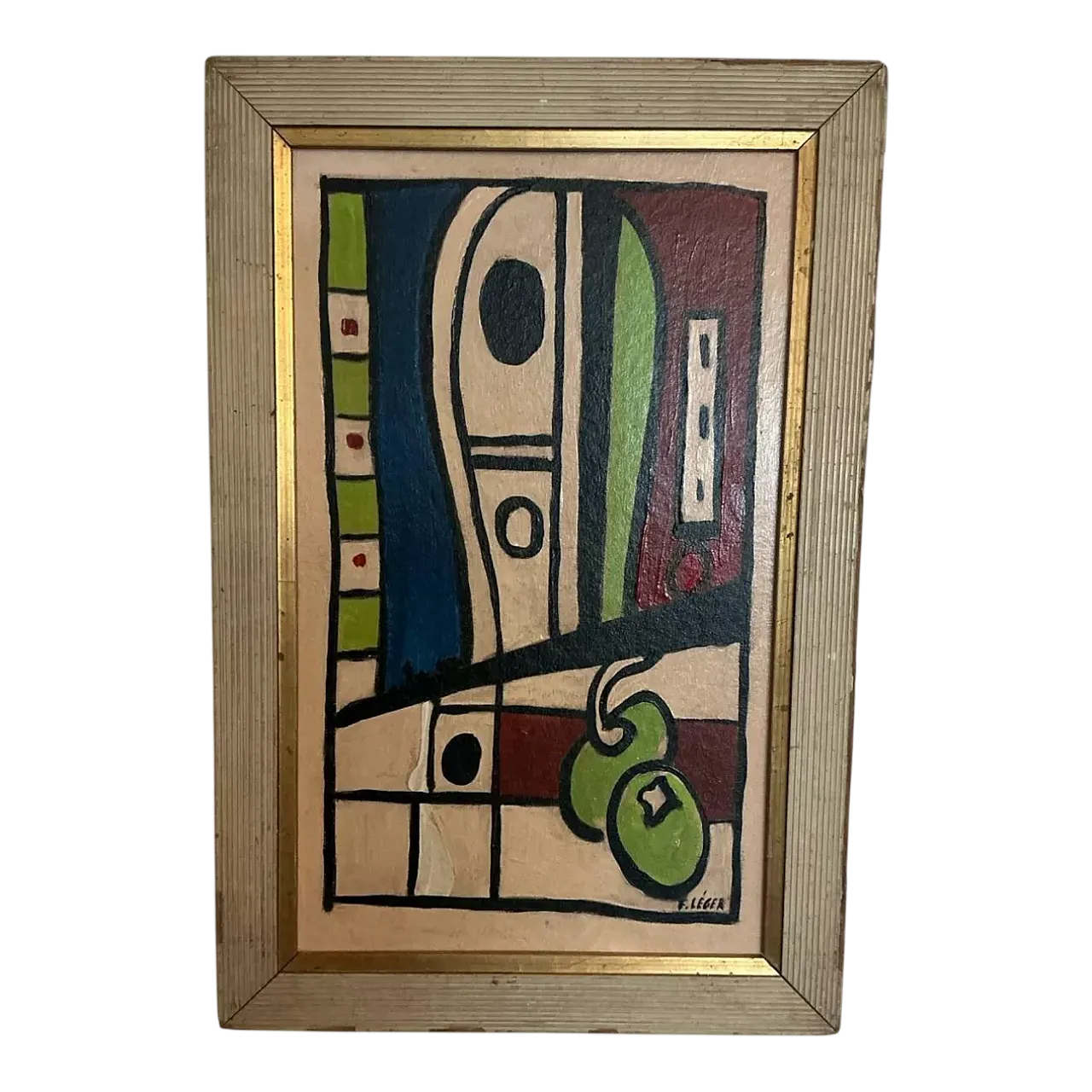 Pittura astratta modernista, olio su tela con cornice in legno, '900 6