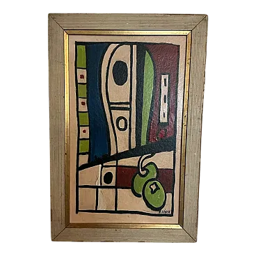 Pittura astratta modernista, olio su tela con cornice in legno, '900