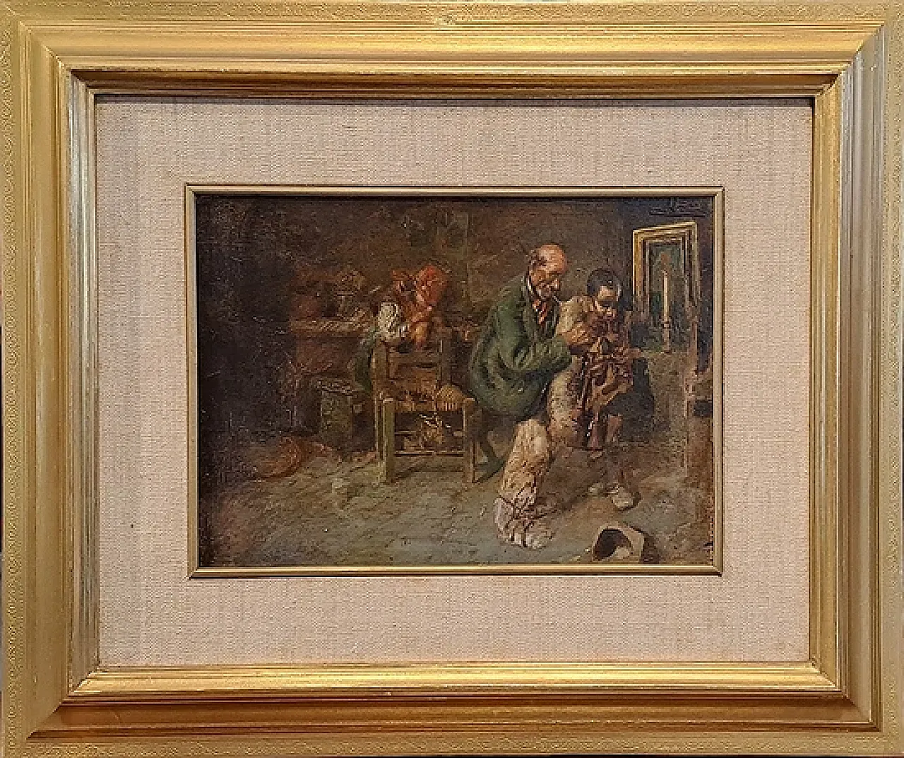 Interior with Bagpipers, oil on panel, 19th century 1