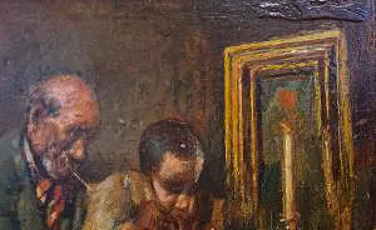 Interior with Bagpipers, oil on panel, 19th century 8