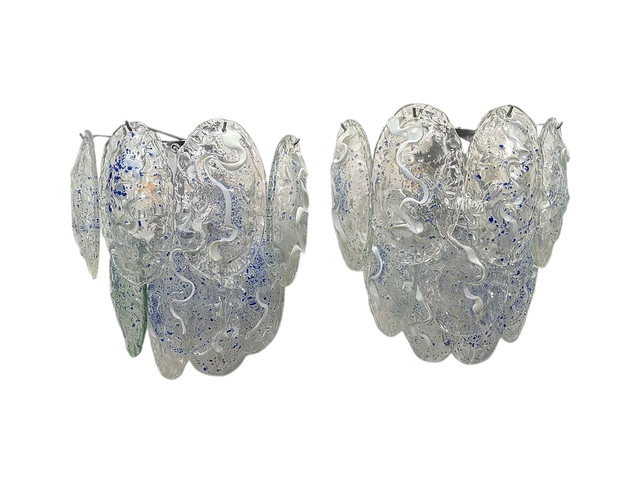 Pair of wall lights with Murano glass stems, 1970s 11