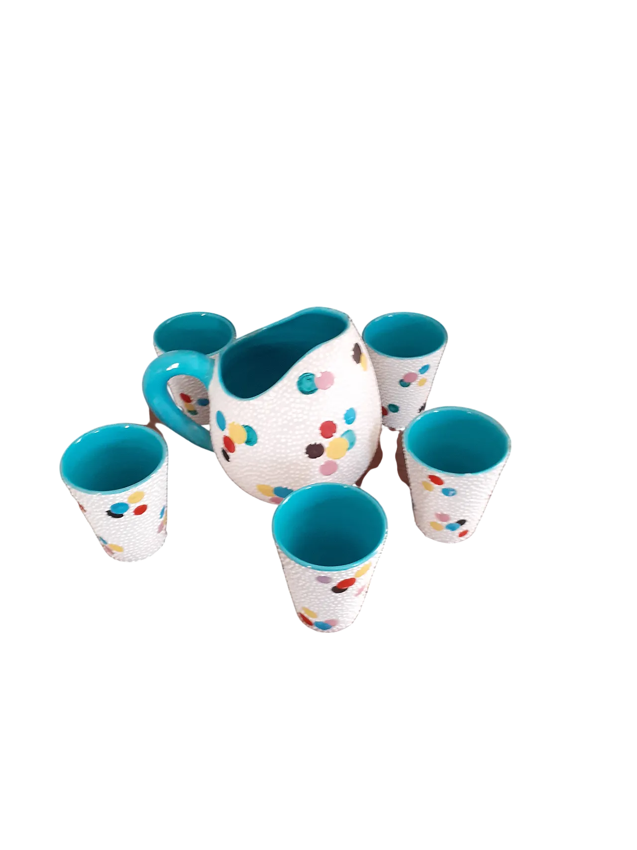 Jug and glasses by Deruta, 50s 12
