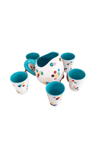 Jug and glasses by Deruta, 50s