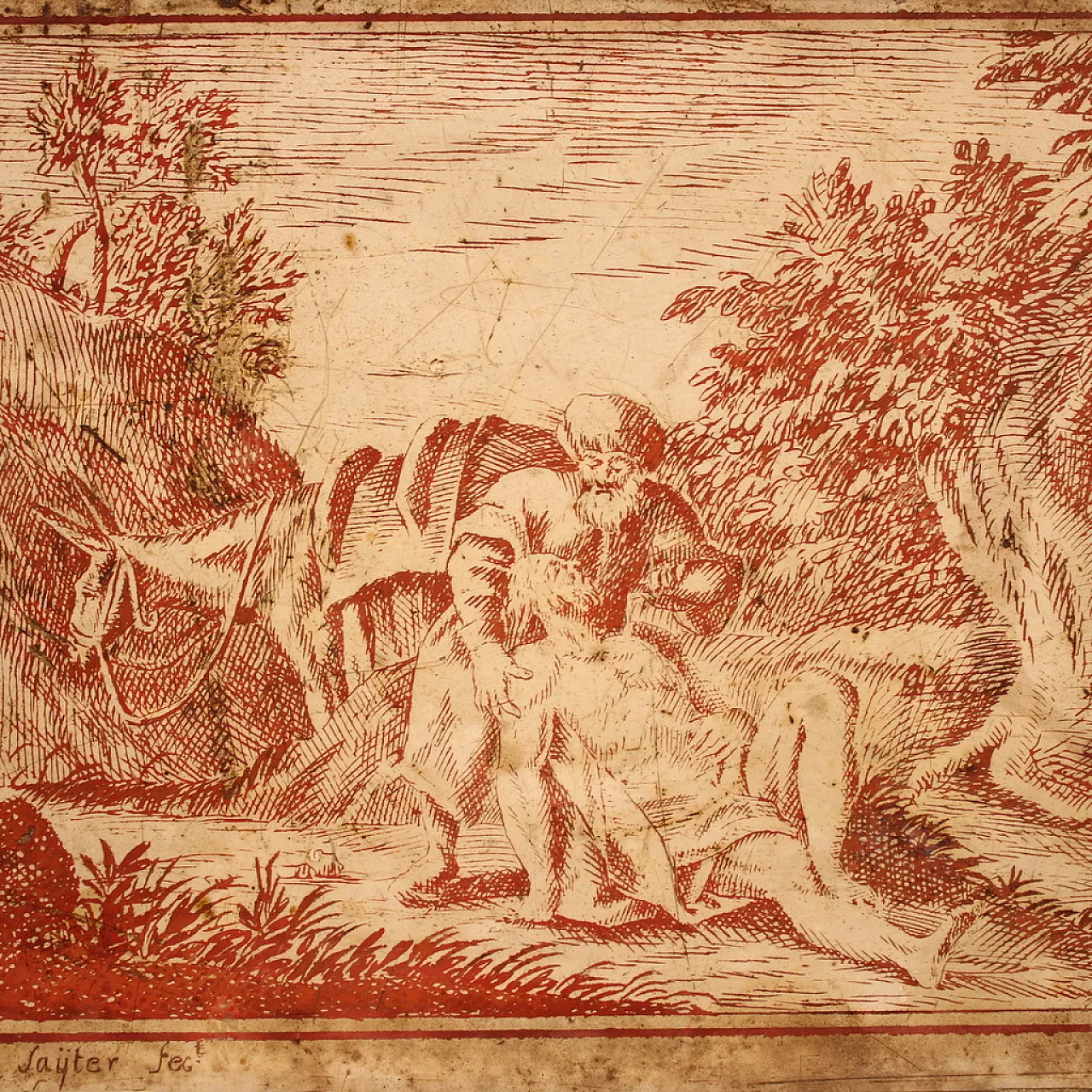Scagliola panel on slate signed Sayter and dated, 1749 16