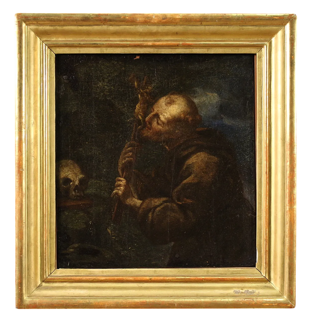 Spanish painting Saint Francis, 17th century 16