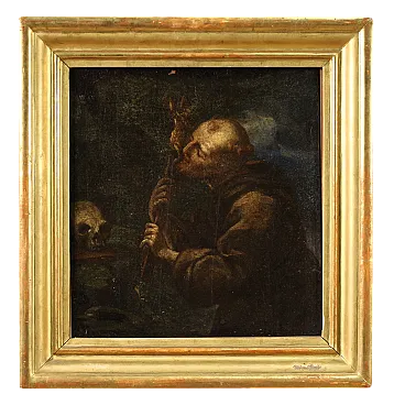 Spanish painting Saint Francis, 17th century