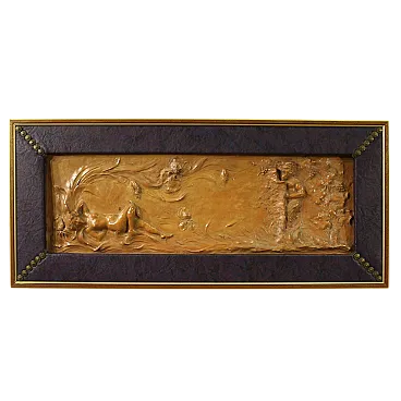 Bassorilievo francese in terracotta, Venere con Fauno, '900