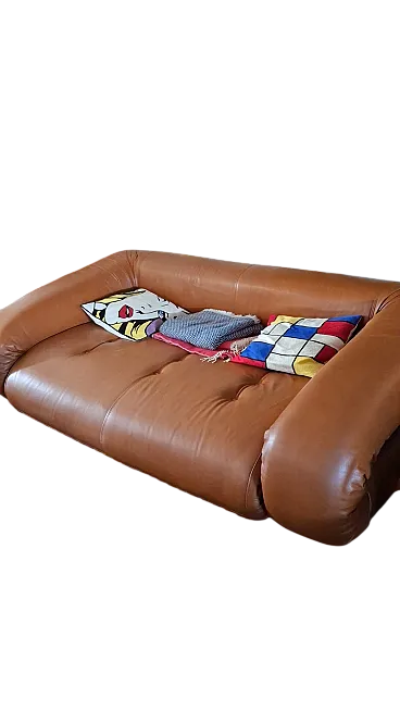 Divano Anfibio in pelle di Alessandro Becchi per Giovannetti, anni '70