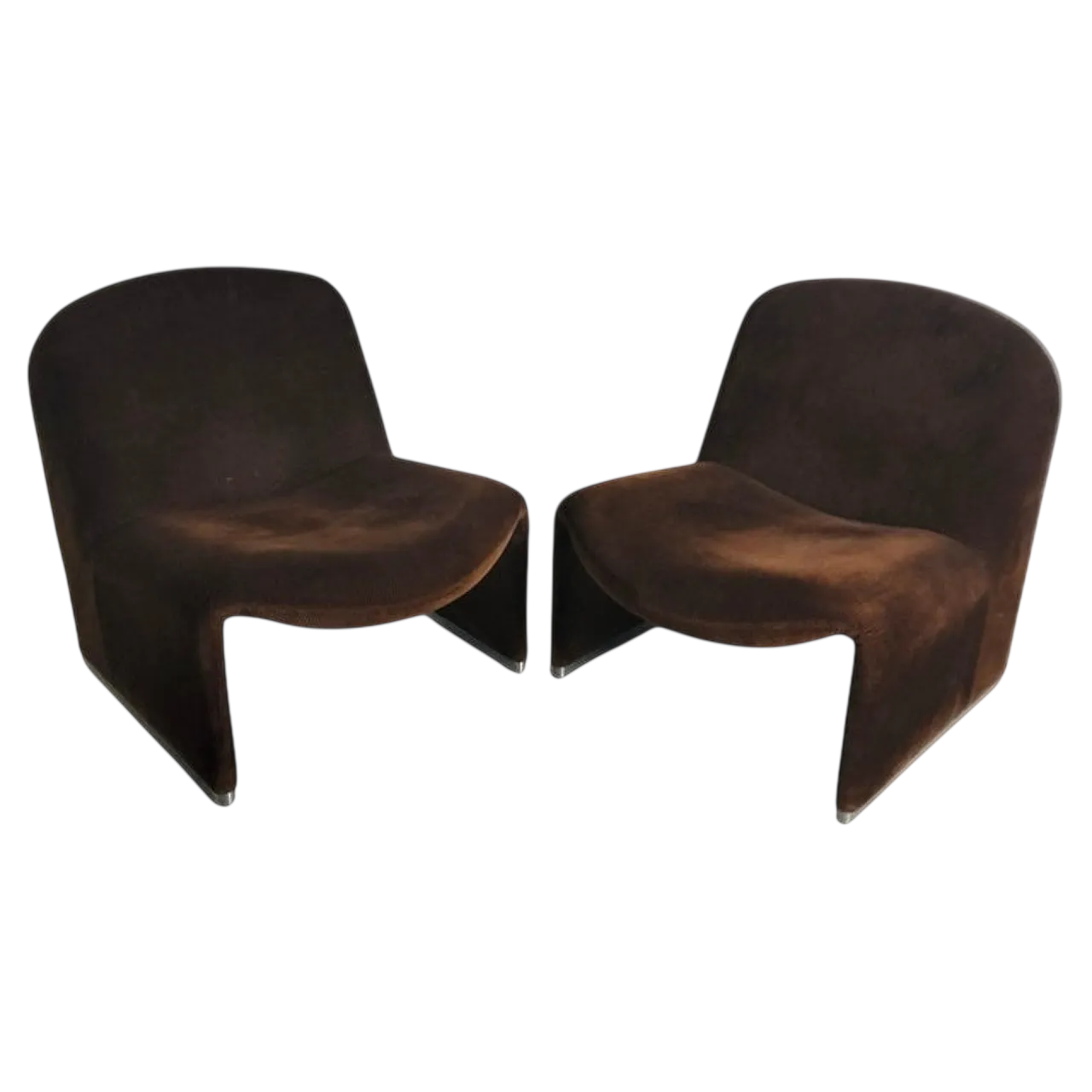 Pair of brown velvet Alky chairs by G.Piretti for A.Castelli, 70s 16