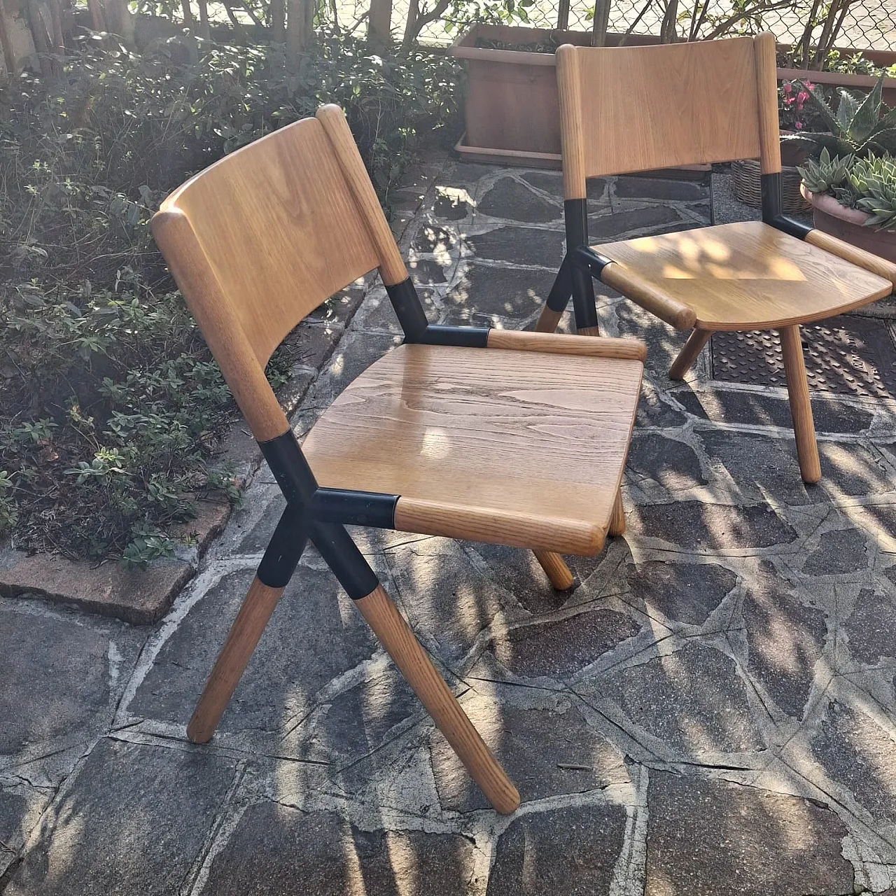 Coppia di Sedie Nodo di Mauro Pasquinelli per Tisettanta, anni '70 4