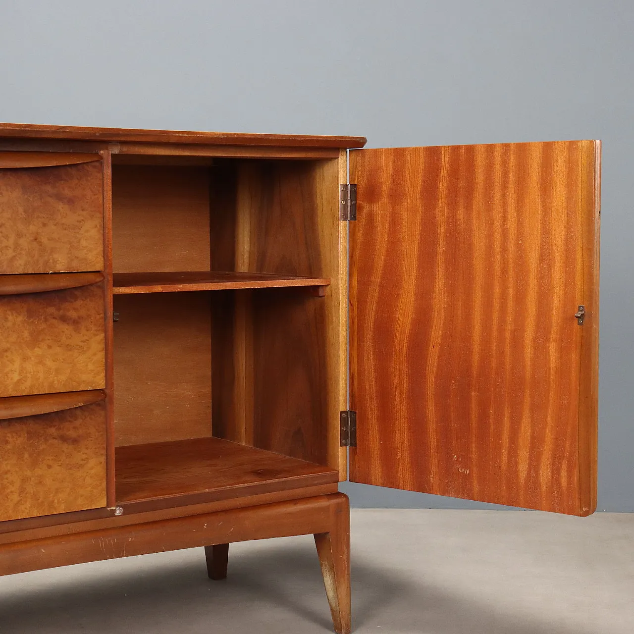 Credenza con impiallacciatura di teak e radica, '900 5