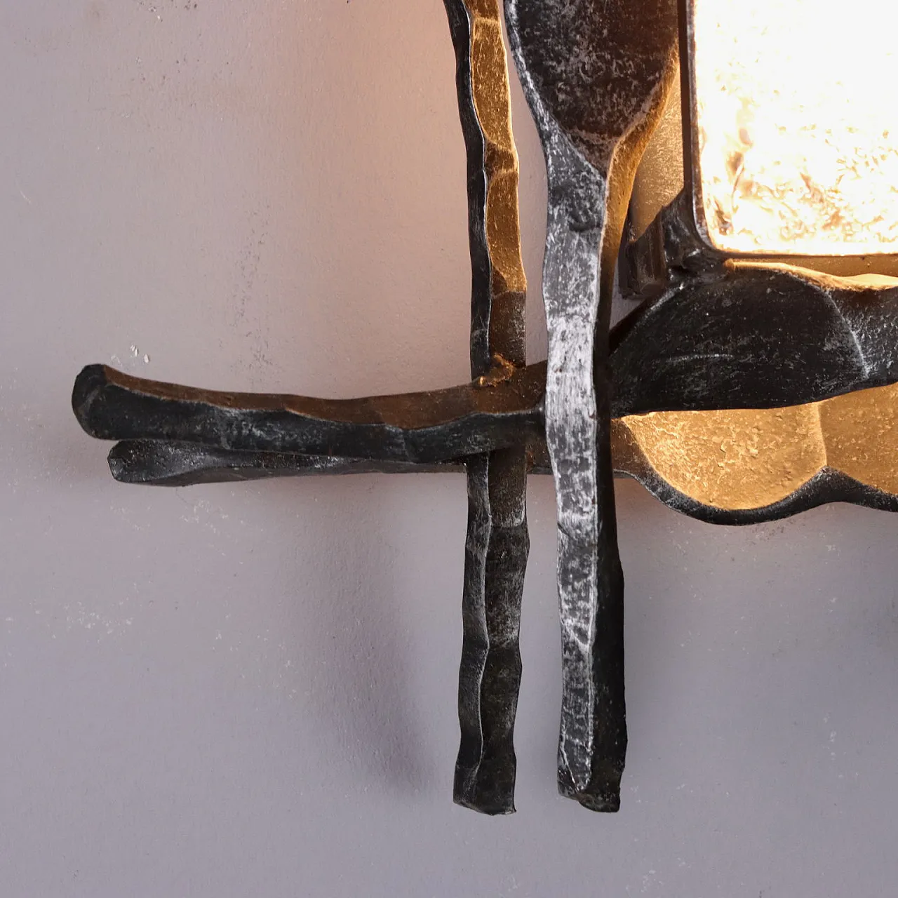 4 Glass and wrought iron wall sconce, mid-20th century 6