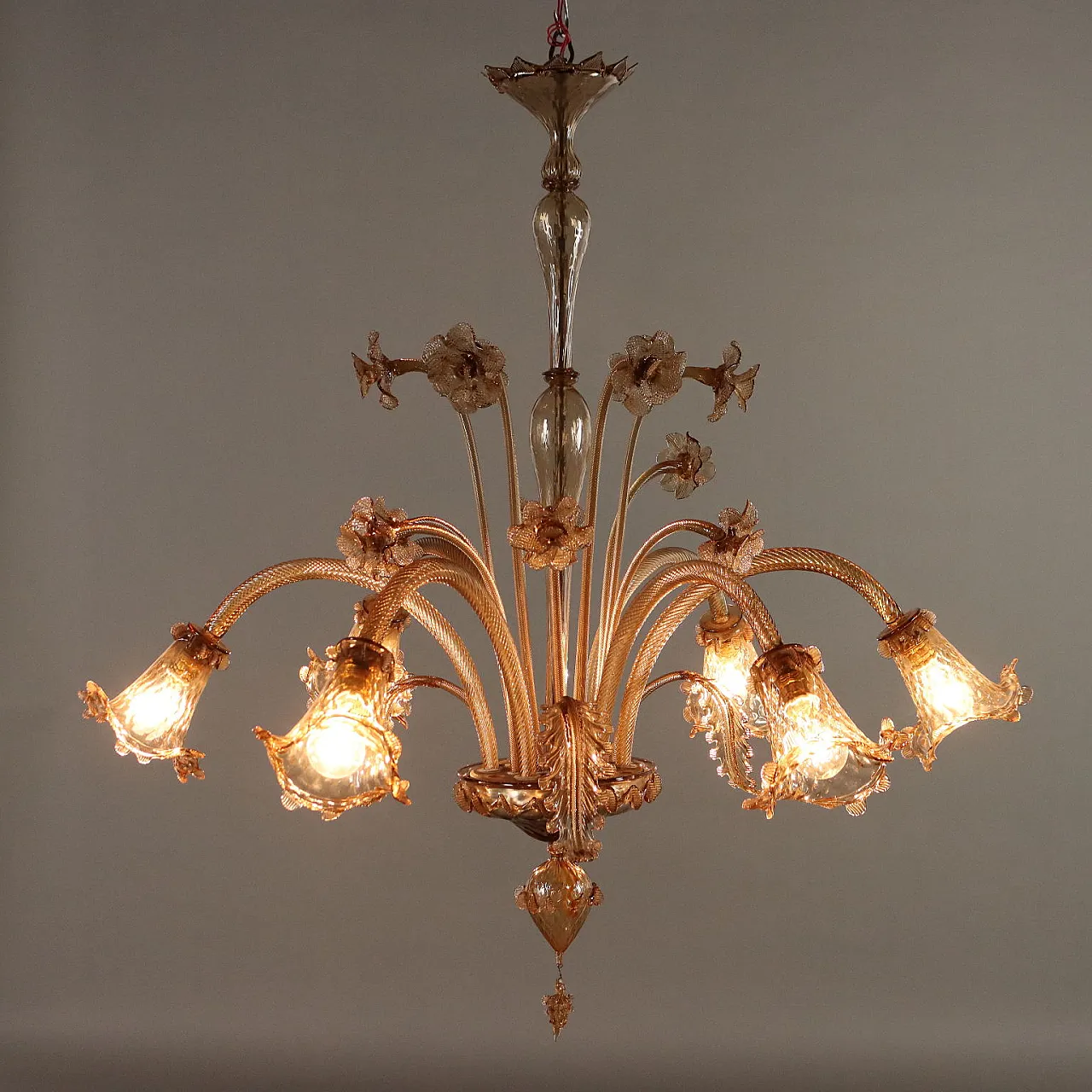 Chandelier in smoked Murano glass, 1950s 1