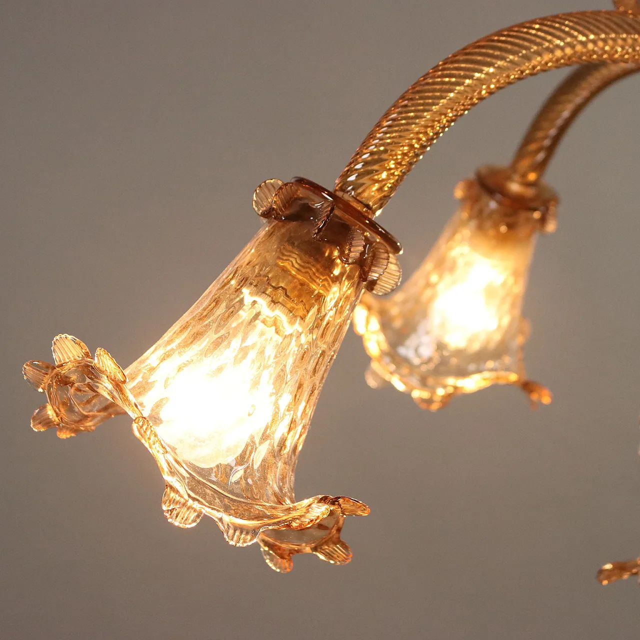 Chandelier in smoked Murano glass, 1950s 6