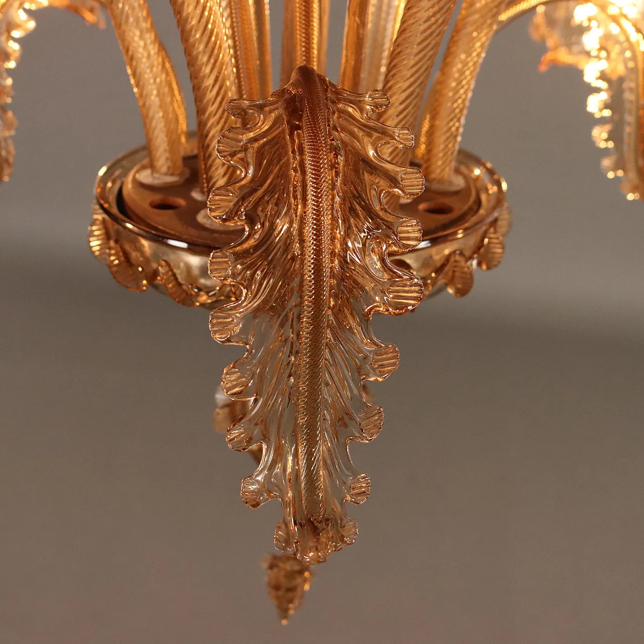 Chandelier in smoked Murano glass, 1950s 7