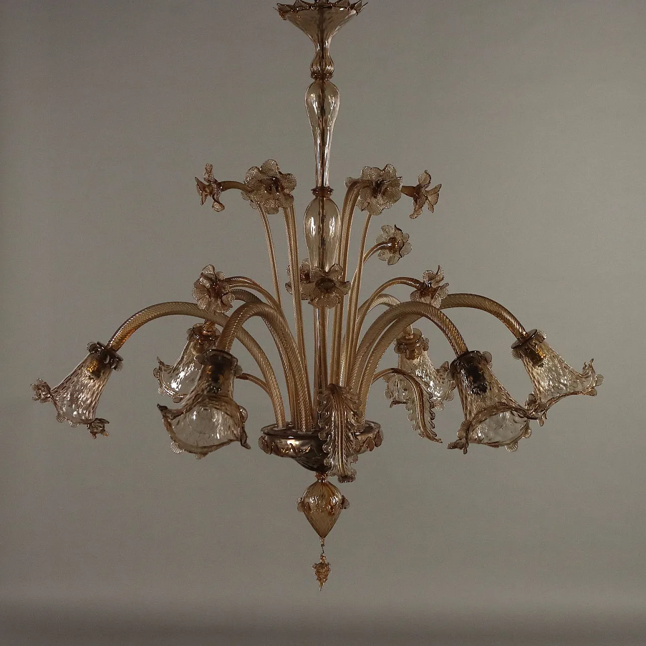 Chandelier in smoked Murano glass, 1950s 9