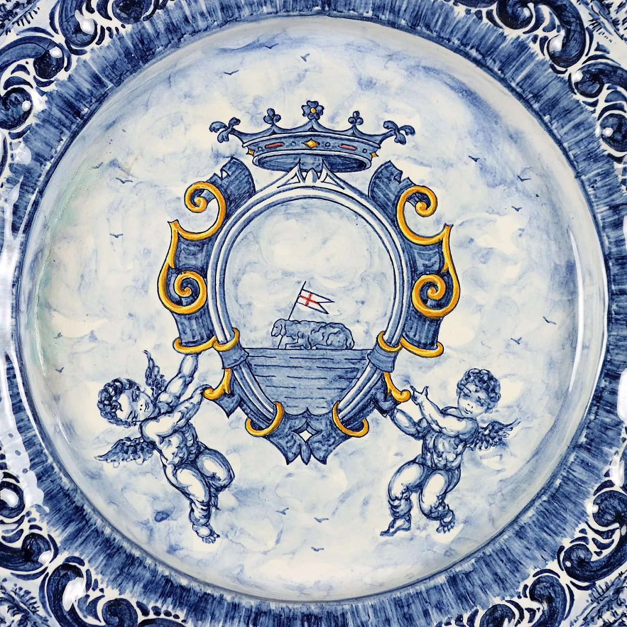 Piatto da esposizione in maiolica decorata, '900 3