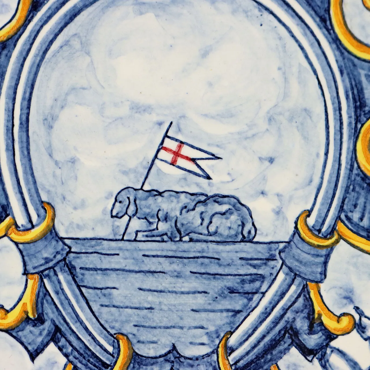 Piatto da esposizione in maiolica decorata, '900 7